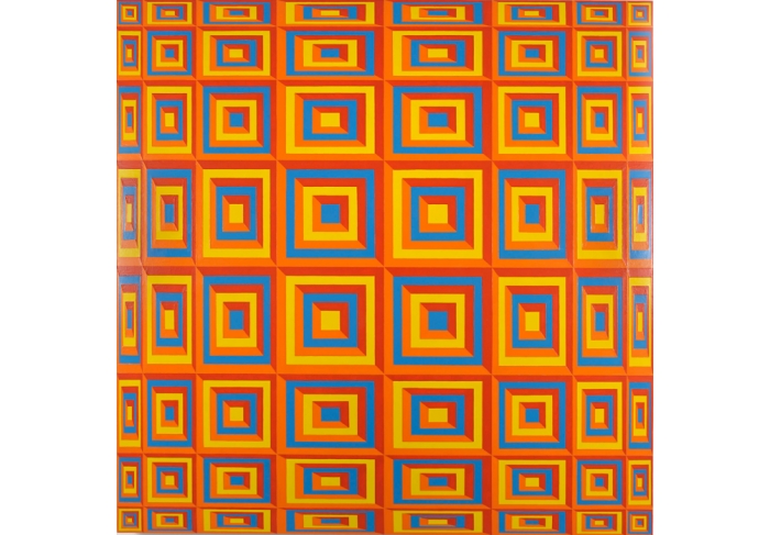 Jim Isermann Untitled (yellow 116, orange 1505,  red 179, blue 2925)